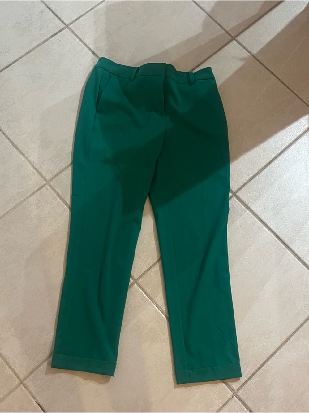 LOFT Green Cropped Straight Leg Trousers